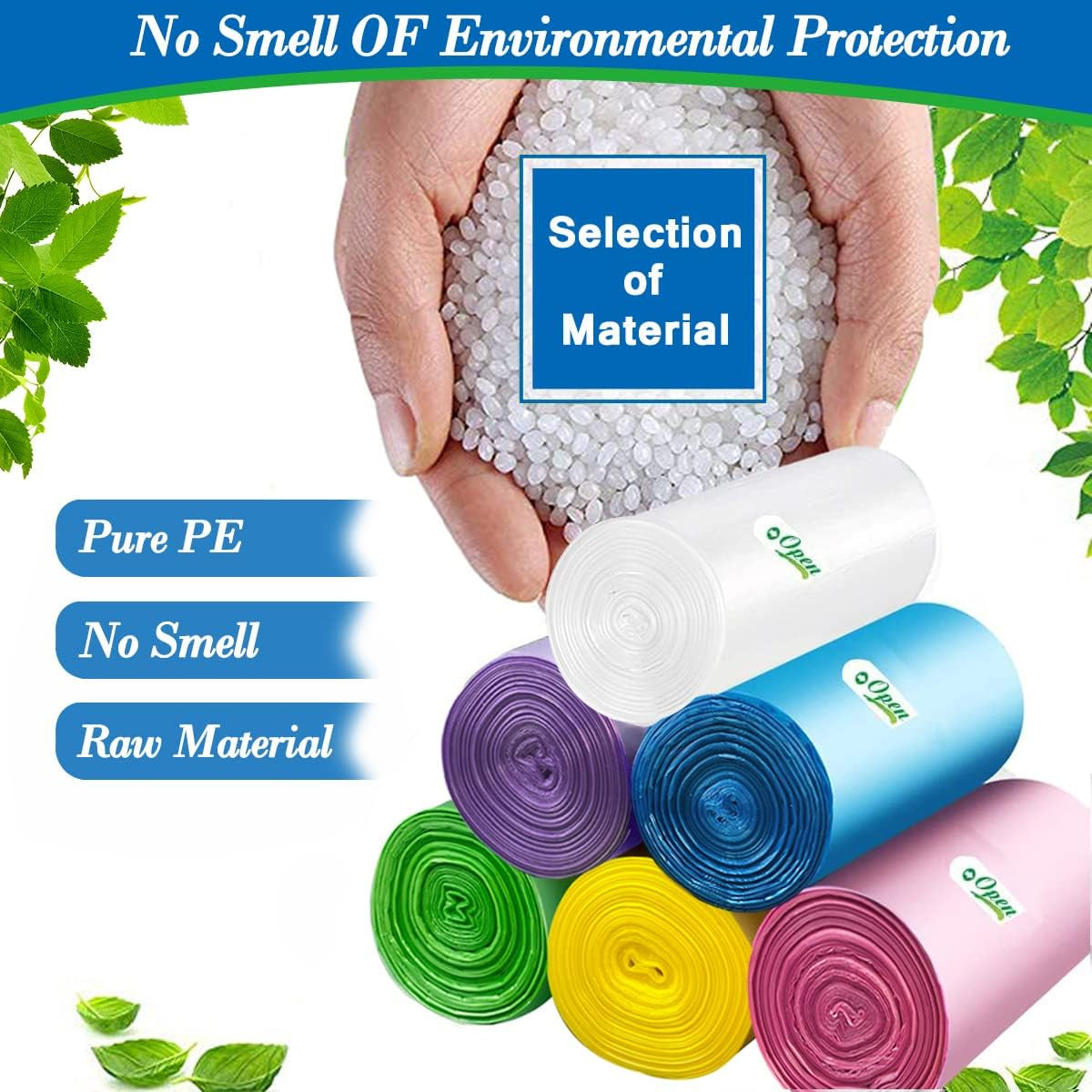 1.2 Gallon Multi Small Trash Bags,Garbage Bag Bin Liners, 5 Liters Bin Bags Wastebasket Bags for Home Office Kitchen Trash Can,Bathroom,Bedroom 300 Counts 6 Color