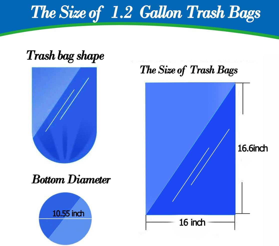 1.2 Gallon Multi Small Trash Bags,Garbage Bag Bin Liners, 5 Liters Bin Bags Wastebasket Bags for Home Office Kitchen Trash Can,Bathroom,Bedroom 300 Counts 6 Color